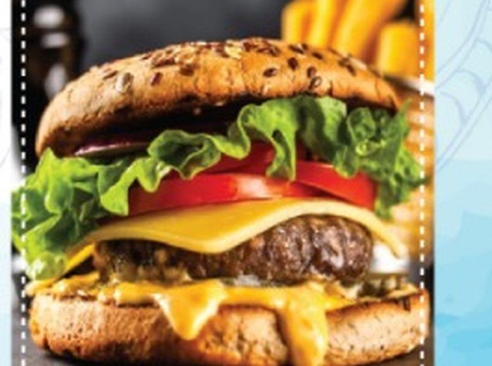 Burger with salad and chips